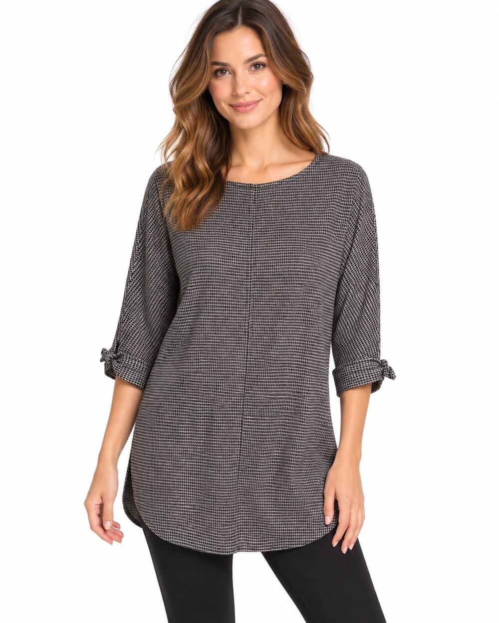 Max Studio Black & White Patterned Tunic Top XS